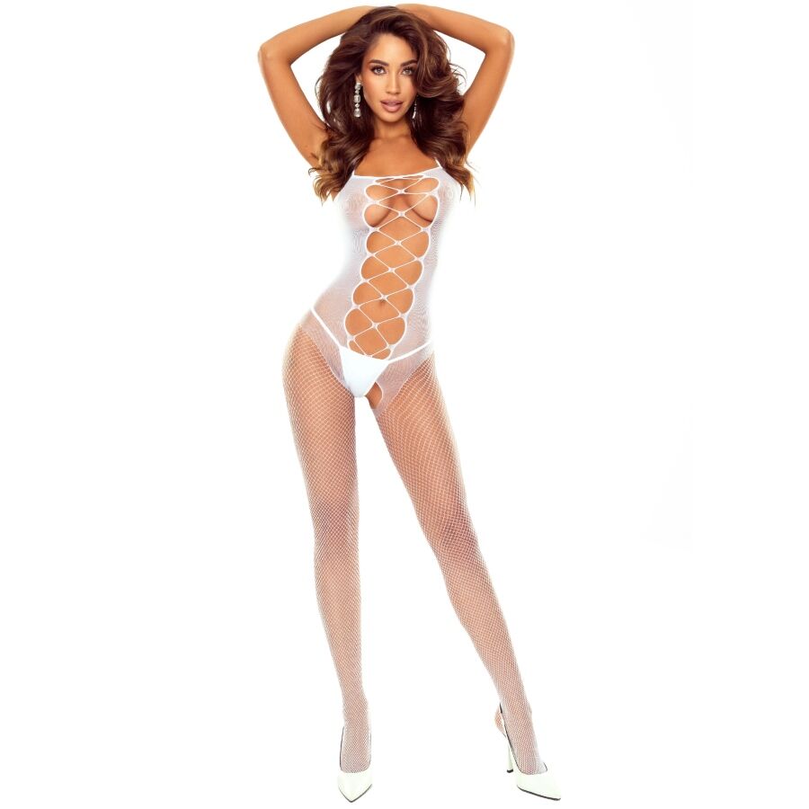 Passion - BS124 Meia-Calça Branca com Renda