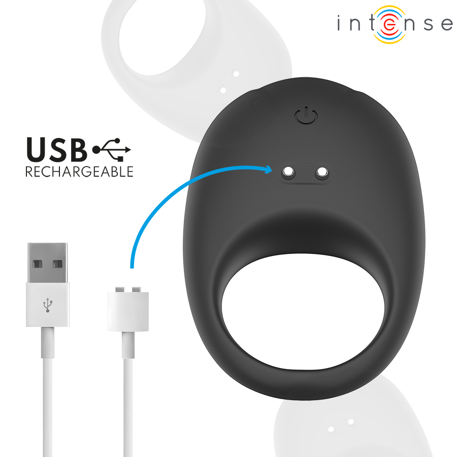 Intense - Merlotte Vibrating Penis Ring with Clitoris Stimulation Black