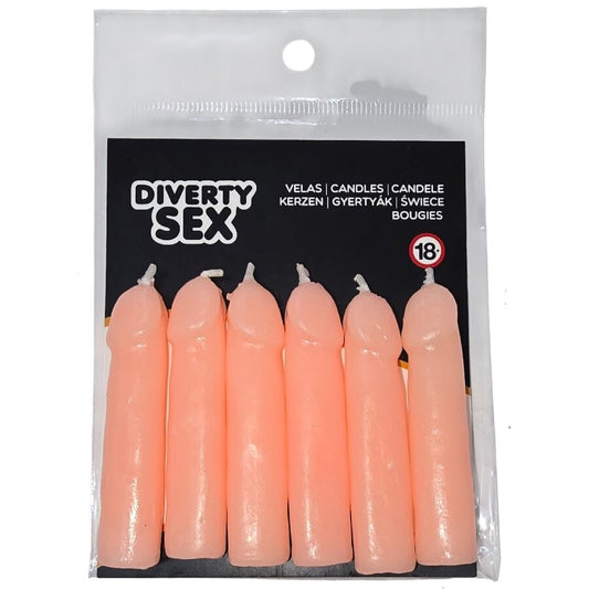 Diablo Picante - 6 Velas em Forma de Pênis de Carne