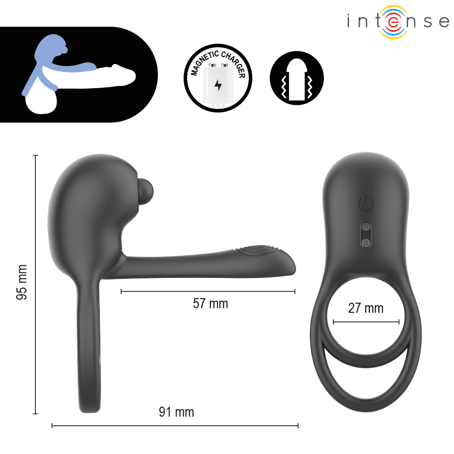 Intense - Spike Anel Peniano Vibratório com Controle Remoto