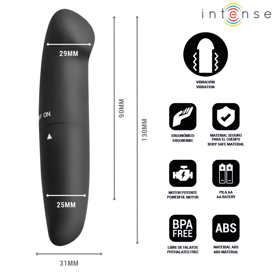 Intense - Vibrador Phil G-Spot Preto 13 cm