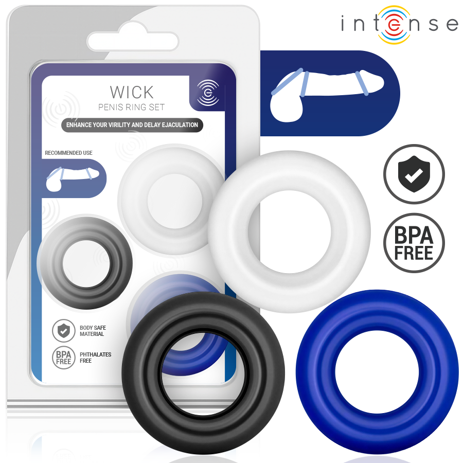 Intense - Conjunto de 3 Anéis Penianos em Cores Variadas