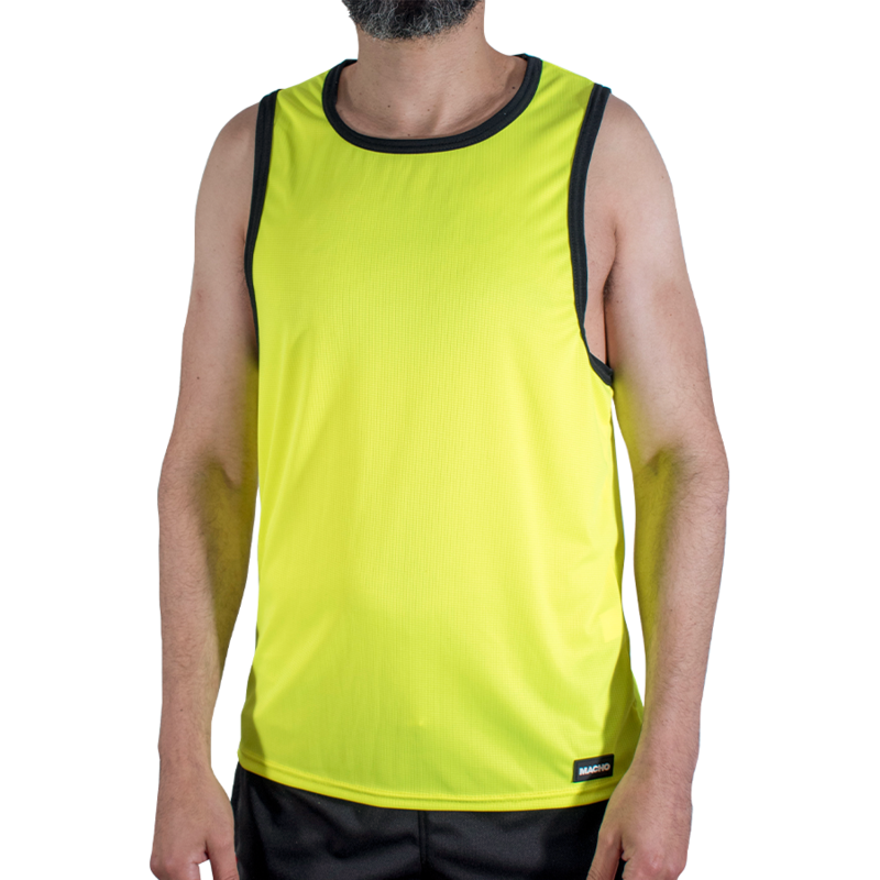 Macho - CMV001 Camiseta Amarela de Ginástica Tamanho P/M