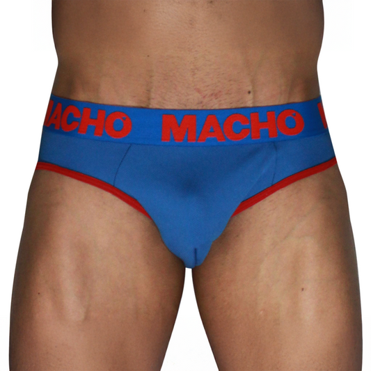 Macho - MCH005 Slip Clássico Azul + Vermelho S