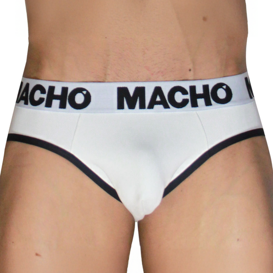 Macho - MCH006 Slip Clássico Branco + Preto S