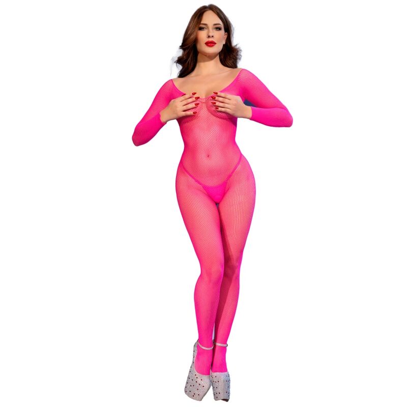 Chilirose - Cr 4894 Meia-Calça de Malha Rosa Neon P/M