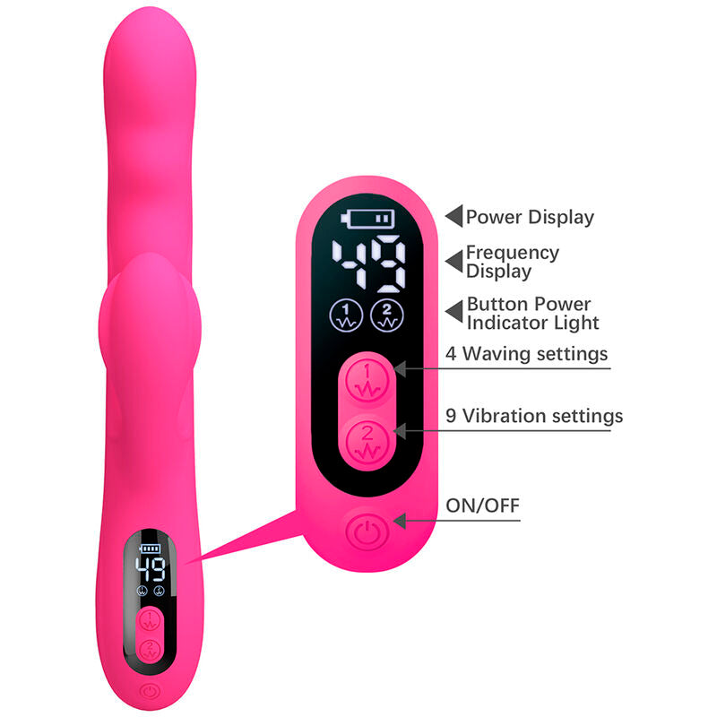 Pretty Love - Vibrador Coelho Multifuncional de Inverno com Display de LED Rosa
