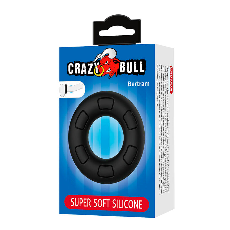 Crazy Bull - Anel Peniano de Silicone Super Macio Bertram Preto