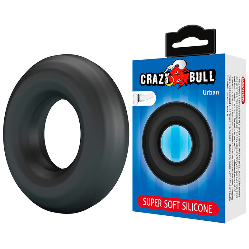 Crazy Bull - Anel Peniano de Silicone Super Macio Urbano Preto