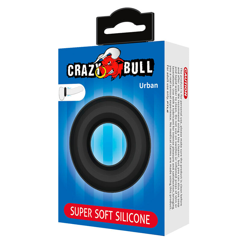 Crazy Bull - Anel Peniano de Silicone Super Macio Urbano Preto