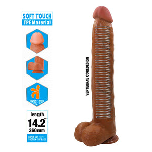 Pretty Love - Dany Dildo Flexível Realista com Ventosa 36 cm -Ø- 5,6 cm Marrom