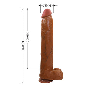 Pretty Love - Dany Dildo Flexível Realista com Ventosa 36 cm -Ø- 5,6 cm Marrom