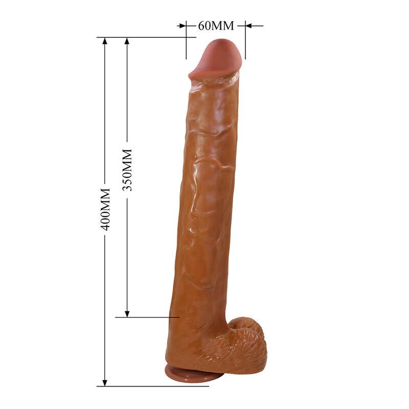 Pretty Love - Pat Dildo Flexível Realista com Ventosa 40 cm -Ø- 6 cm Marrom