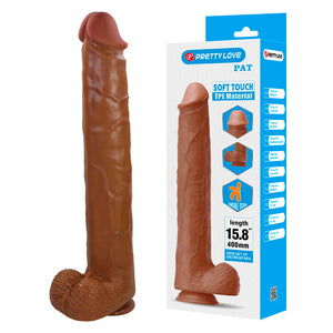 Pretty Love - Pat Dildo Flexível Realista com Ventosa 40 cm -Ø- 6 cm Marrom