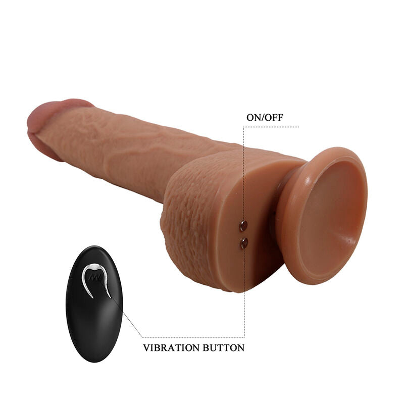 Pretty Love - Tommy Vibrador Realista com Controle Remoto e Empurração Marrom Escuro