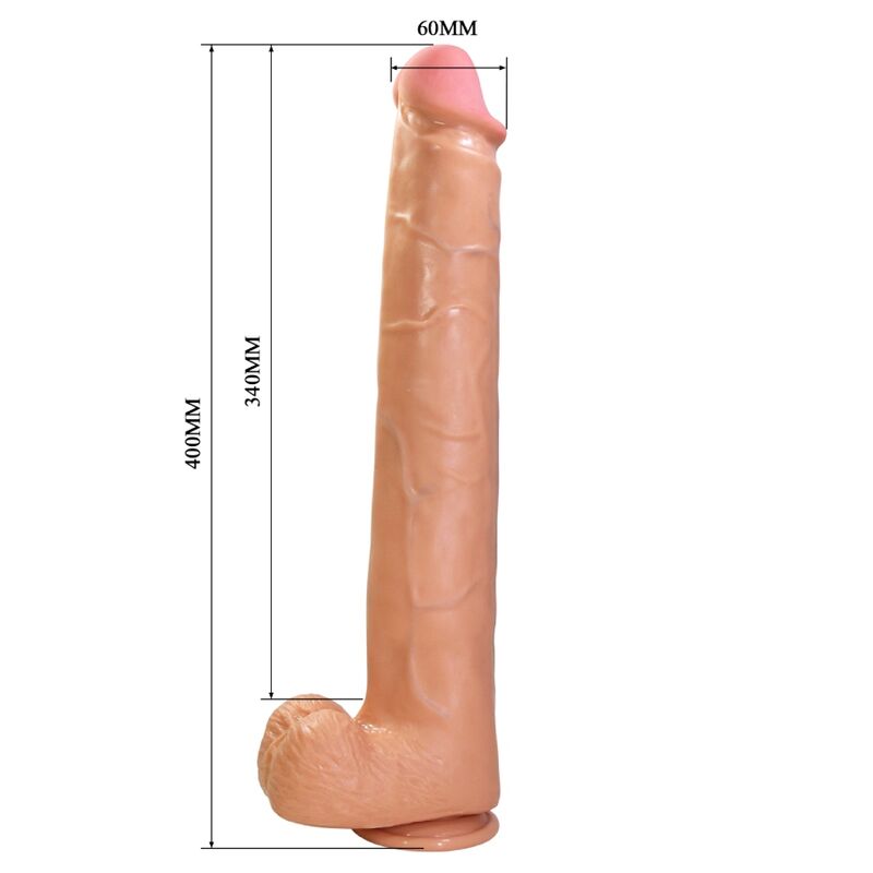 Pretty Love - Rael Dildo Flexível Realista com Ventosa 40 cm -Ø- 6 cm Marrom