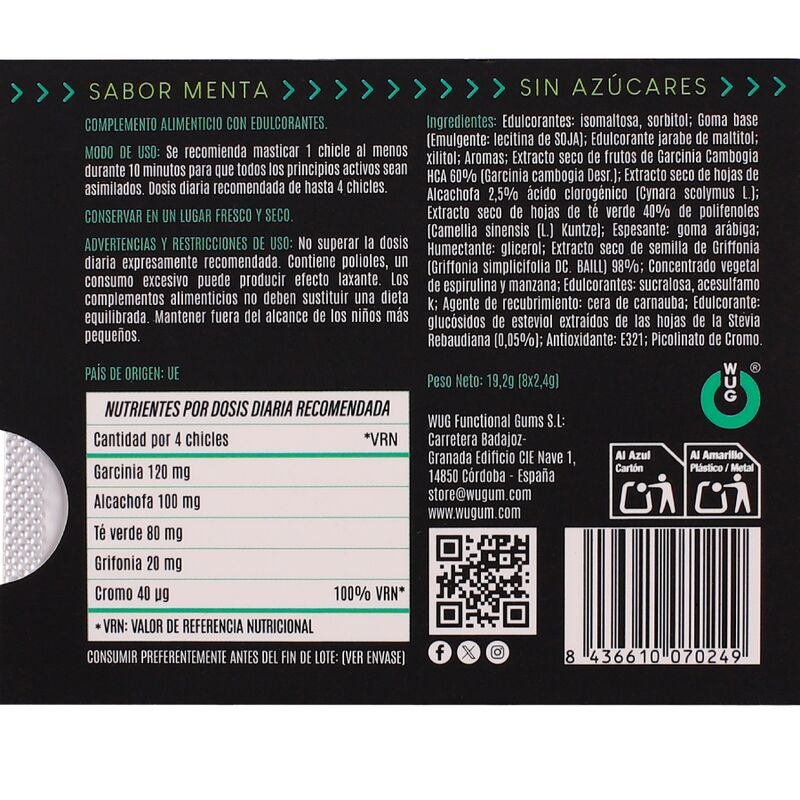 Wug Diet - Controle do Apetite e Redução de lanches. Cartela com 8 unidades.