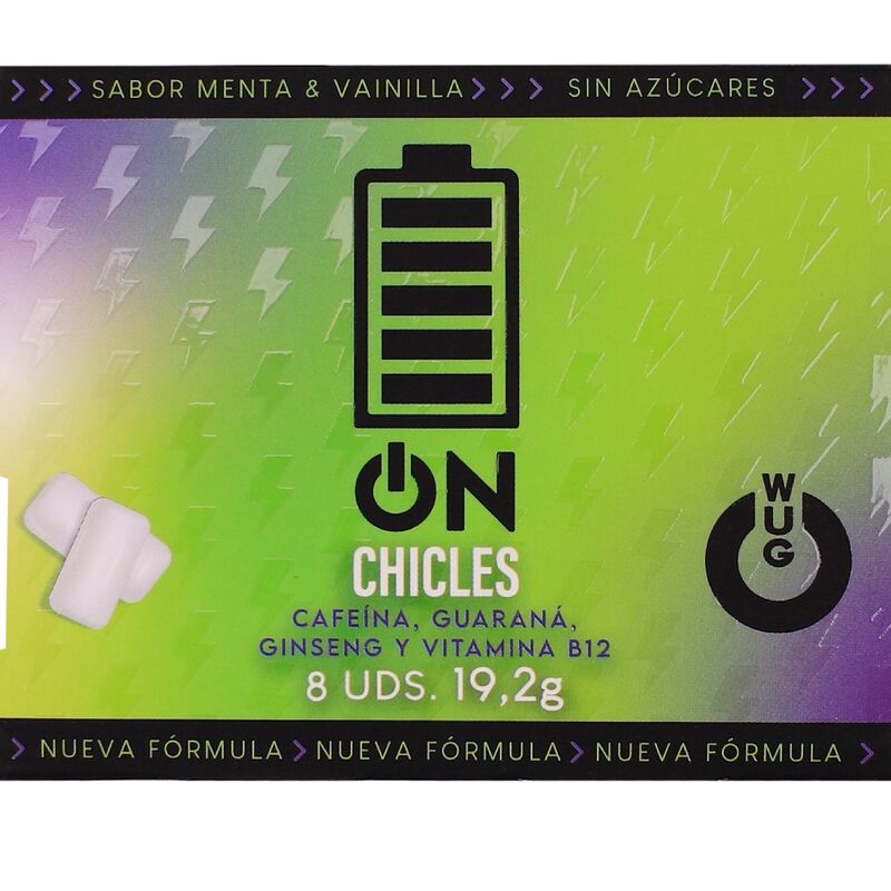 Wug on – Energia Instantânea em Formato de Goma de mascar. Cartela com 8 unidades.