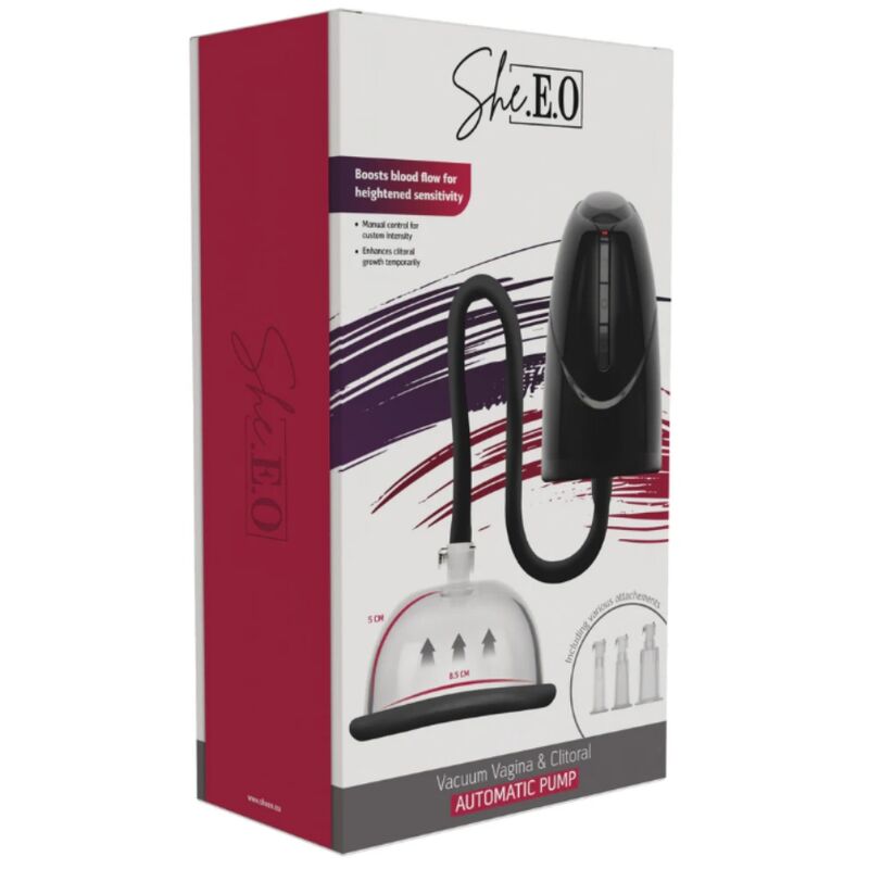 SHE.E.O - Bomba de Vácuo Automática para Vagina e Clitóris Preta