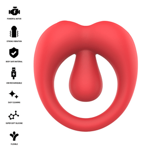 INTENSE - RUSSELL VIBRATING PENIS RING WITH CLITORIS STIMULATION RED