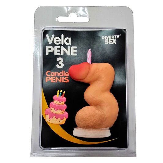 Diablo Picante - Vela em Formato de Pênis Número 3 na Cor da Pele