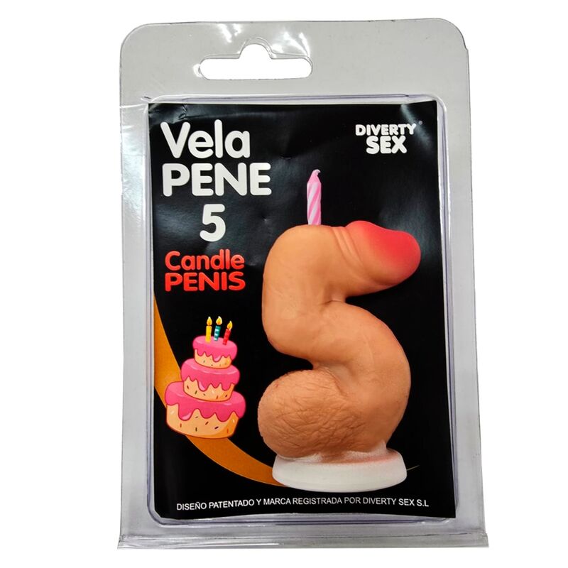 Diablo Picante - Vela em Formato de Pênis com o Número 5 na Cor da Pele
