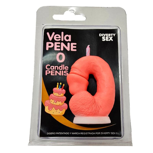 Diablo Picante - Vela em Formato de Pênis com o Número 0 na Cor Rosa