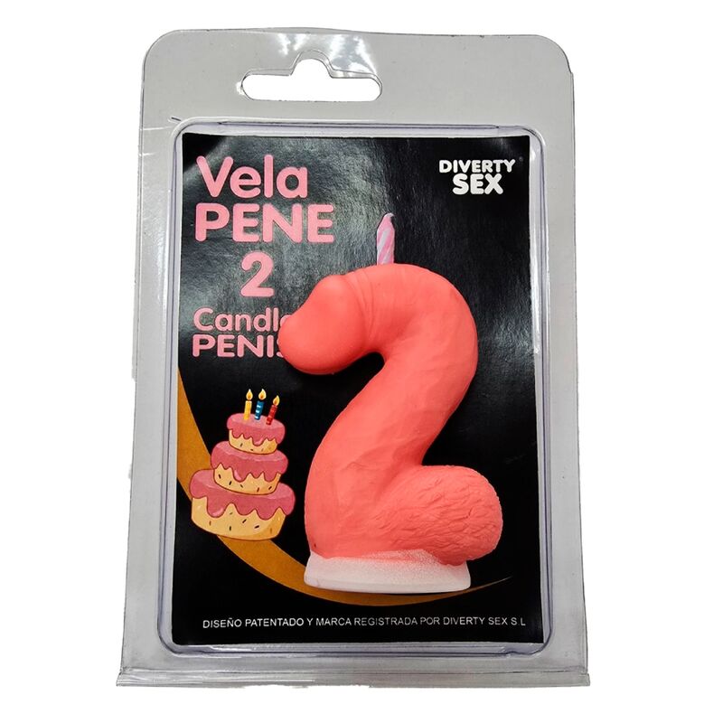 Diablo Picante - Vela em Formato de Pênis Número 2 na Cor Rosa