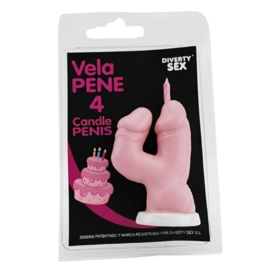 Diablo Picante - Vela em Formato de Pênis no Número 4 na Cor Rosa