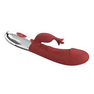 Pretty Love - Vibrador Coelho de Jacarandá 30 Funções Recarregável Via USB Vermelho