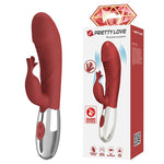 Pretty Love - Vibrador Coelho de Jacarandá 30 Funções Recarregável Via USB Vermelho