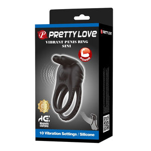 Pretty Love - Anel Peniano Vibratório Recarregável Sini com 10 Funções Preto