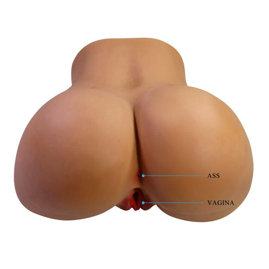 Crazy Bull - Masturbador Realista com Torso Feminino, Dupla Entrada com Vibração e Sucção, Cor Natural