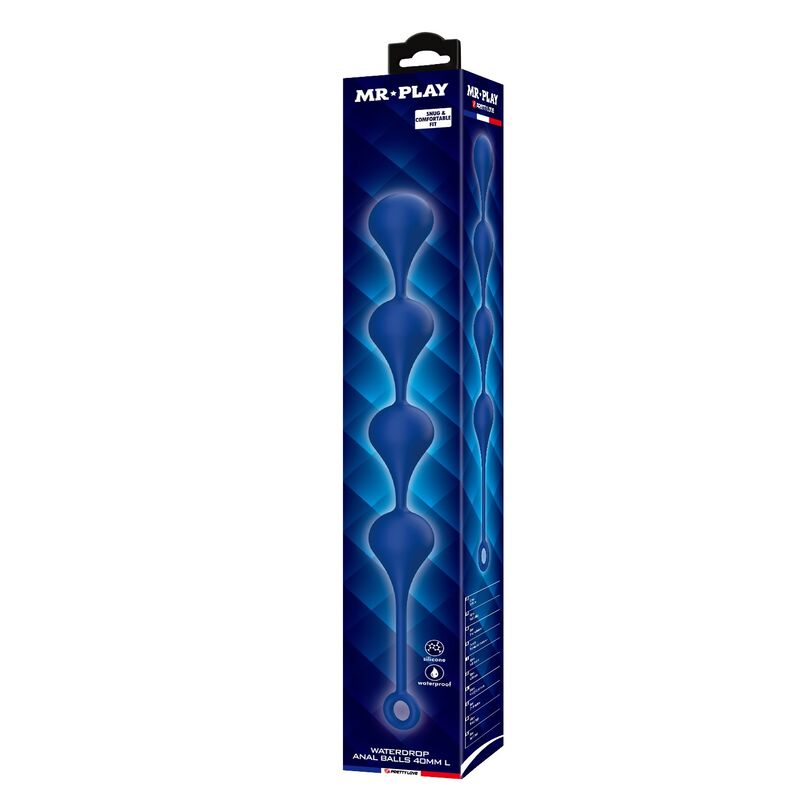 Mr Play - Bolinhas Anal de Silicone Azuis Tamanho G 42,6 cm