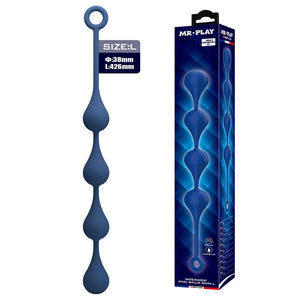 Mr Play - Bolinhas Anal de Silicone Azuis Tamanho G 42,6 cm