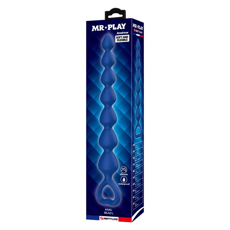 Mr Play - Bolinhas Anal de Silicone Azuis e Plug Anal 26,7 cm