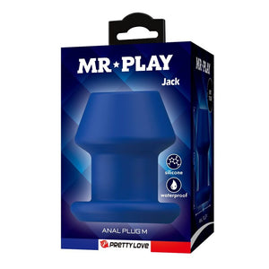 Mr Play - Jack Blue Plug Anal Oco de Silicone Tamanho M