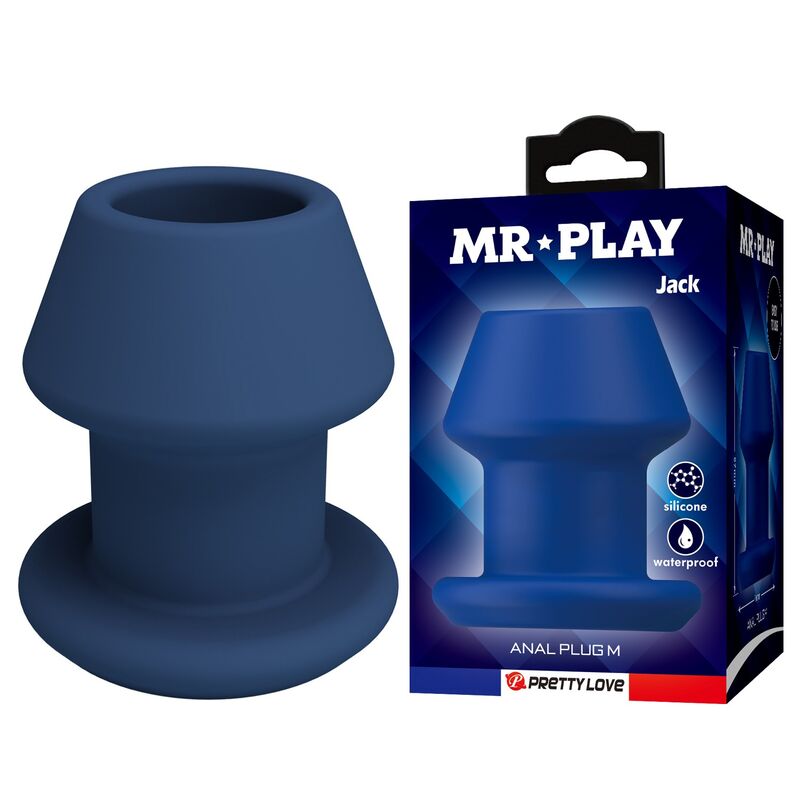 Mr Play - Jack Blue Plug Anal Oco de Silicone Tamanho M