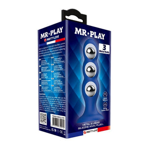 Mr Play - Plug Anal com Bolinhas de Metal e Ventosa Azul
