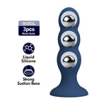 Mr Play - Plug Anal com Bolinhas de Metal e Ventosa Azul