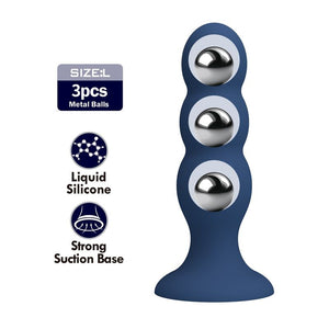 Mr Play - Plug Anal com Bolinhas de Metal e Ventosa Azul