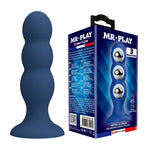Mr Play - Plug Anal com Bolinhas de Metal e Ventosa Azul