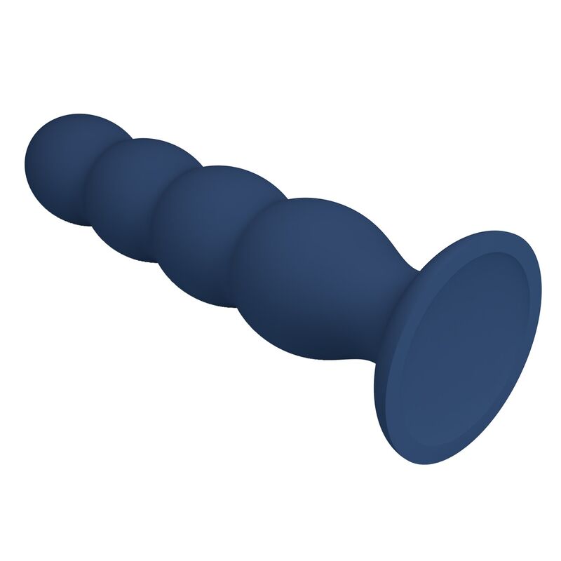 Mr Play - Plug Anal com 4 Bolinhas de Metal e Ventosa Azul