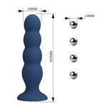 Mr Play - Plug Anal com 4 Bolinhas de Metal e Ventosa Azul