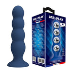 Mr Play - Plug Anal com 4 Bolinhas de Metal e Ventosa Azul