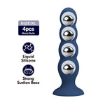 Mr Play - Plug Anal com 4 Bolinhas de Metal e Ventosa Azul