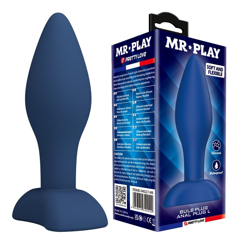 Mr Play - Plug Anal de Silicone Cônico Azul L