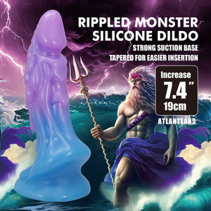 Power Monsters - Dildo Realista Atlanteans com Ventosa 19 cm Ø 5 cm Azul e Roxo