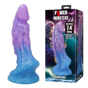 Power Monsters - Dildo Realista Atlanteans com Ventosa 19 cm Ø 5 cm Azul e Roxo