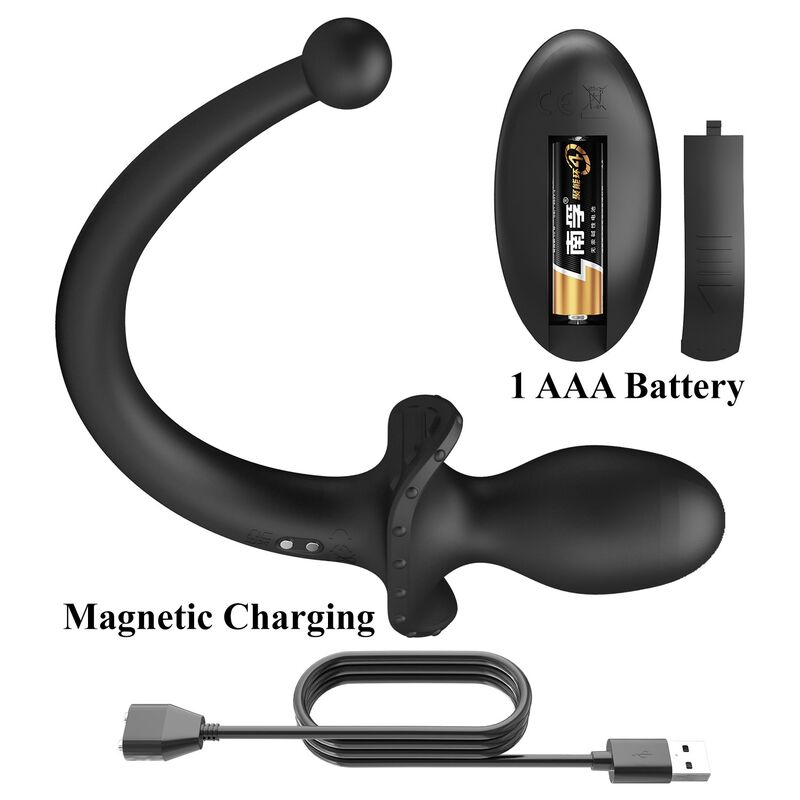 Mr Play - Vibrador Anal e Períneo com Controle Remoto sem Fio, Preto